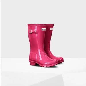 Hunter Big Kids Gloss Rain Boots: Bright Pink